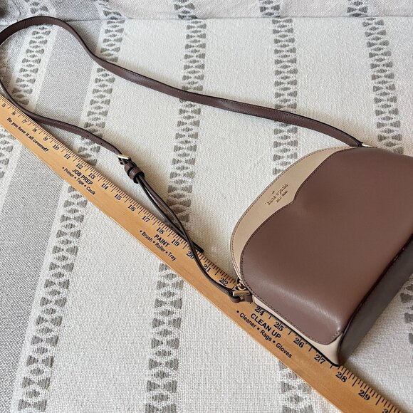 Tory Burch Crossbody Purse Small Neutral Half Moon Zipper Pocket Formal - Picture 9 of 11